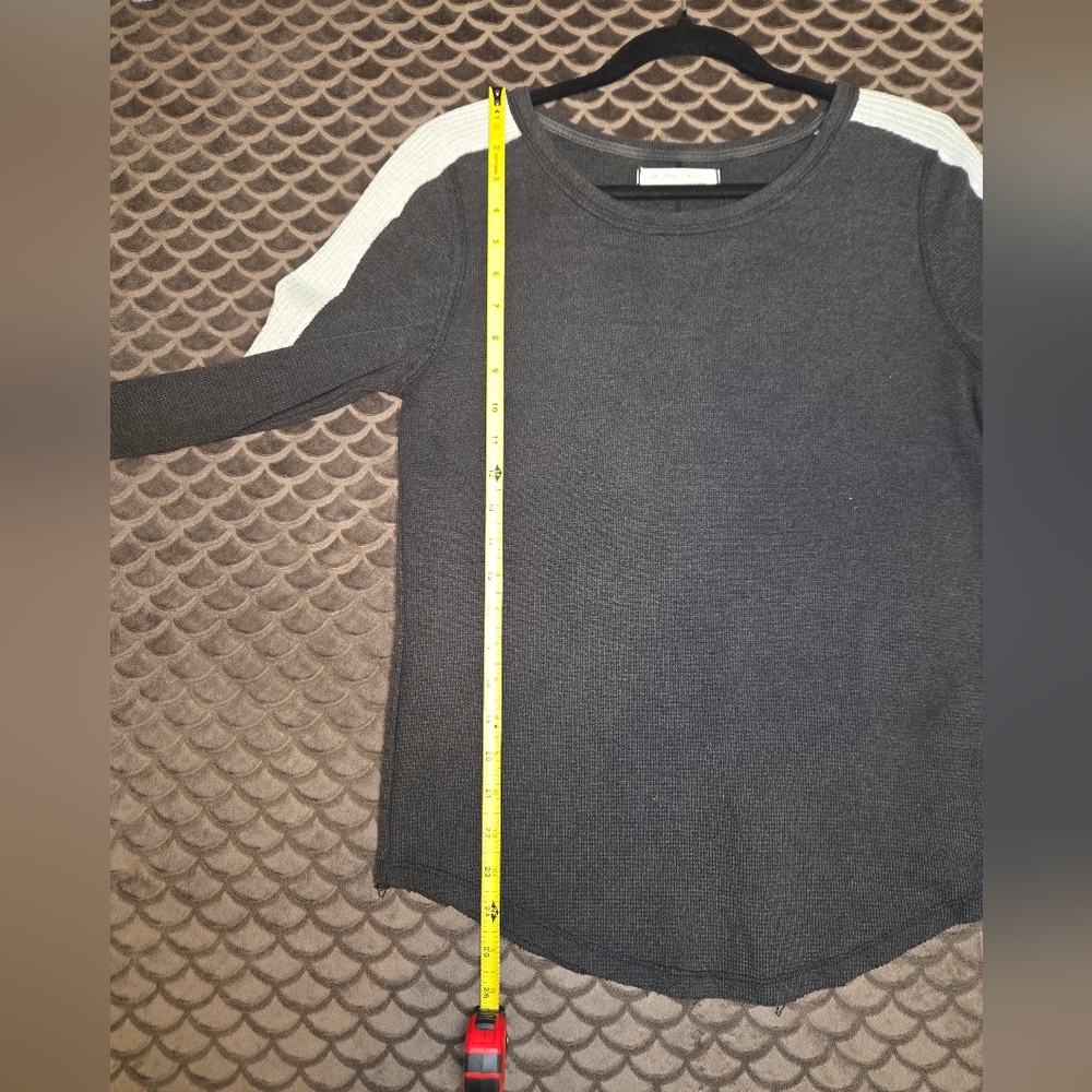 Free People We The Free Tasha Thermal Long Sleeve in Gray/White - Size L - Picture 6 of 6